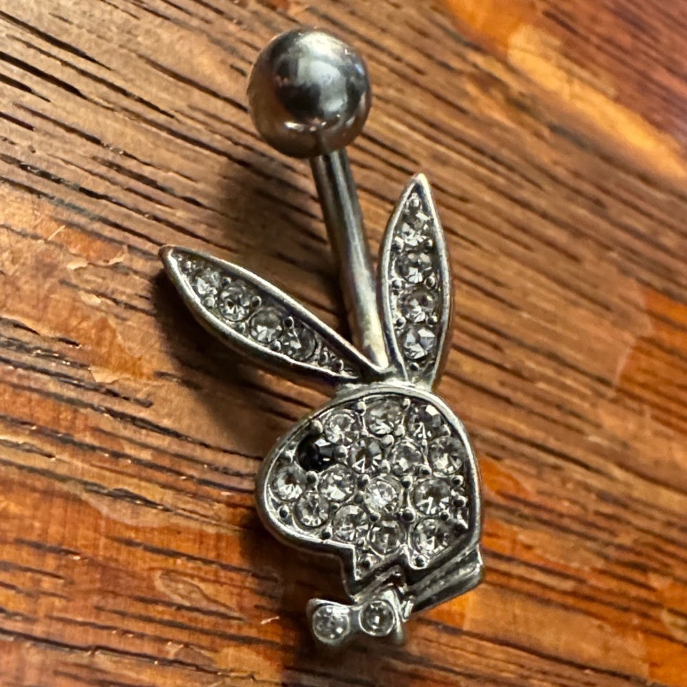 Playboy Bunny Dimond Embossed Belly Ring